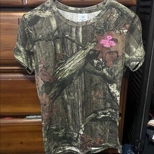 Mossy Oak Forest Camouflage Tee with Pink Accent